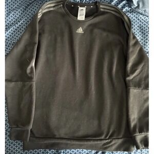 Adidas Black Pullover W/ Gray Stripes Sweatshirt Sweater